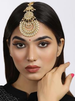 Karatcart - Gold-Plated Pearl & Kundan Studded Handcrafted Maangtikka