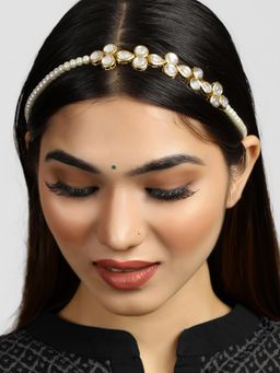 Karatcart - Gold Plated Pearl and Kundan Studded Hairband