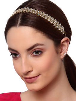 Karatcart - Gold-Plated Kundan Studded Enamelled Hairband for Women