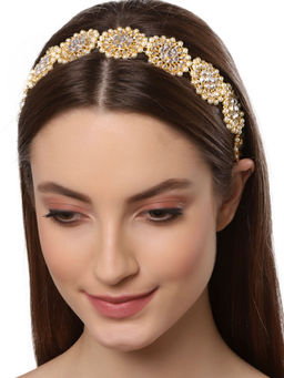 Karatcart - Floral Shape Kundan Studded Hairband for Women