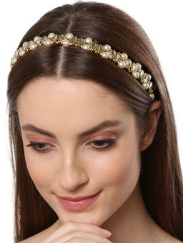 Karatcart - Pearl and Kunda Studded Haiband for Women