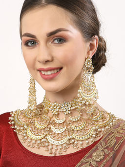 Karatcart - Kundan And Pearls Studded Layered Bridal Set