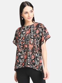 Kazo - Black Combo Printed Kaftan Top
