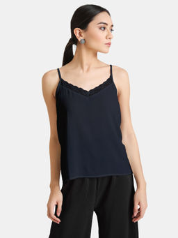 Kazo - Blue Solid Lace Detailed Singlet