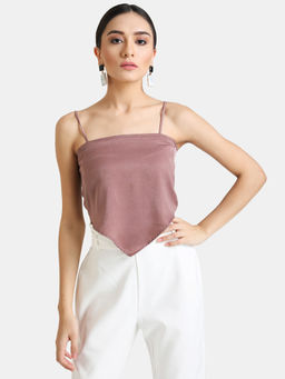 Kazo - Purple Solid Scarf Top