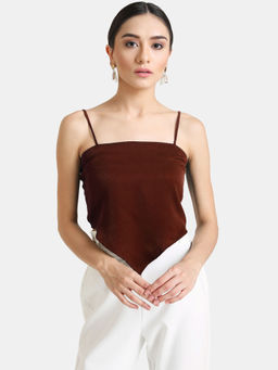 Kazo - Maroon Solid Scarf Top