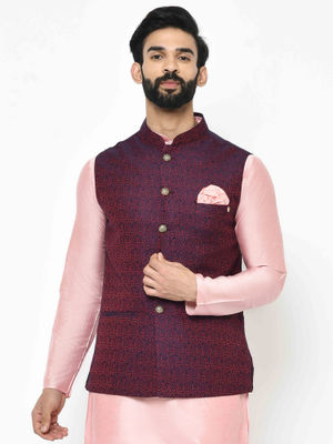 wine colour nehru jacket