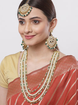 Karatcart - Pearl Kundan Multilayered Rani Haar Set