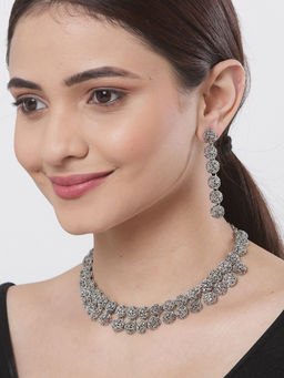Karatcart - Afghani Tribal Oxidised Silver Choker Necklace Set