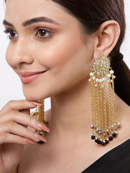 Karatcart - Black Kundan Tassel Earrings