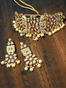 Karatcart - Gold Plated Meenakari Work Kundan Necklace Set with Dangler Earrings