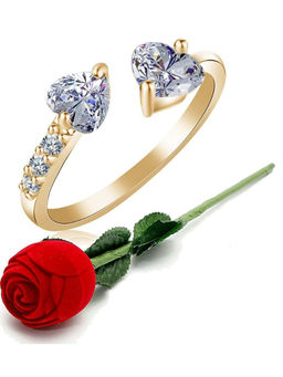 Karatcart - Gold Mixed Metal Ring With Rose Gift Set (Set of 2)