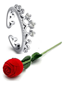 Karatcart - Silver Mixed Metal Ring With Rose Gift Set (Set of 2)