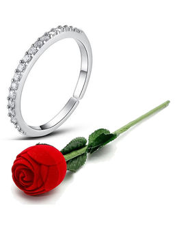 Karatcart - Silver Mixed Metal Ring With Rose Gift Set (Set of 2)