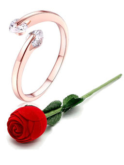 Karatcart - Rose Gold Mixed Metal Ring With Rose Gift Set (Set of 2)