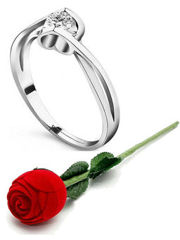 Karatcart - Silver Mixed Metal Ring With Rose Gift Set (Set of 2)