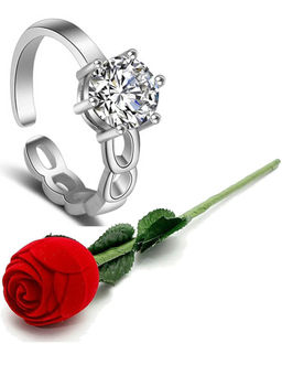 Karatcart - Silver Mixed Metal Ring With Rose Gift Set (Set of 2)