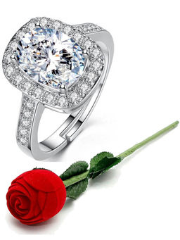 Karatcart - Silver Mixed Metal Ring With Rose Gift Set (Set of 2)