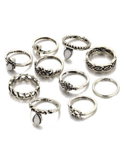 Karatcart - Silver Mixed Metal Rings (Pack Of 10)