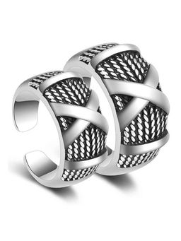 Karatcart - Silver Mixed Metal Rings (Pack Of 2)