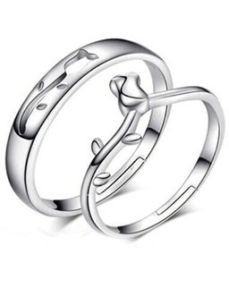 Karatcart - Silver Mixed Metal Rings (Pack Of 2)