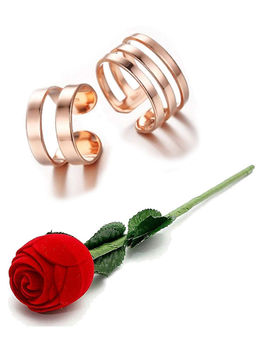 Karatcart - Rose Gold Mixed Metal Rings With Rose Gift (Set Of 3)