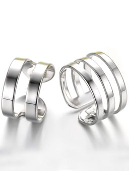 Karatcart - Silver Mixed Metal Rings (Pack Of 2)