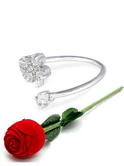 Karatcart - Silver Mixed Metal Ring With Rose Gift Set (Set of 2)