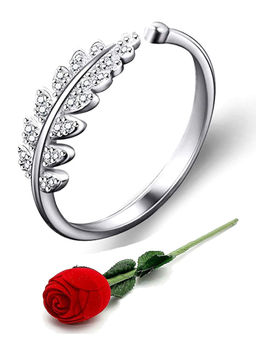 Karatcart - Silver Mixed Metal Ring With Rose Gift Set (Set of 2)