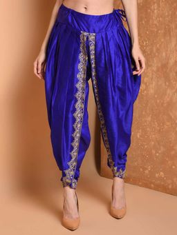 Kaanchie Nanggia - Royal Blue Silk Pleated Dhoti Pants