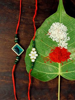Karatcart - Gold-Plated Kundan Rakhi Set of 2