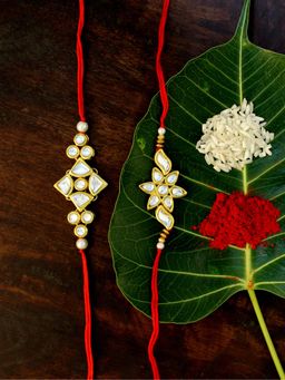 Karatcart - Gold-Plated Kundan Rakhi Set of 2
