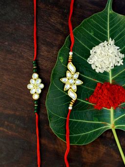 Karatcart - Gold-Plated Kundan Rakhi Set of 2