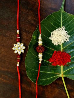 Karatcart - Gold-Plated Kundan Rakhi Set of 2