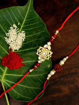 Karatcart - Gold-Plated Kundan Rakhi (Set of 2)