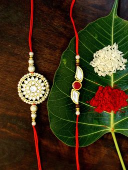 Karatcart - Gold-Plated Kundan Rakhi (Set of 2)