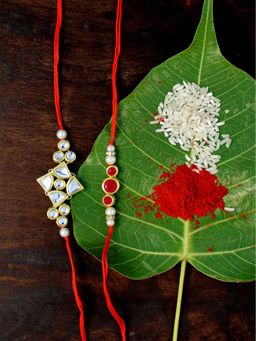 Karatcart - Gold-Plated Kundan Rakhi Set of 2