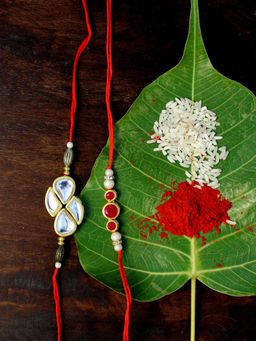 Karatcart - Gold-Plated Kundan Rakhi Set of 2