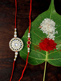 Karatcart - Gold-Plated Kundan Rakhi Set of 2