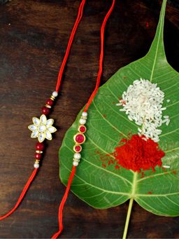 Karatcart - Gold-Plated Kundan Rakhi Set of 2