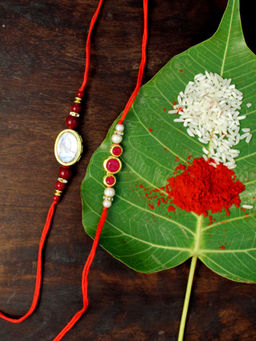 Karatcart - Gold-Plated Kundan Rakhi Set of 2
