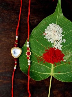 Karatcart - Gold-Plated Kundan Rakhi Set of 2
