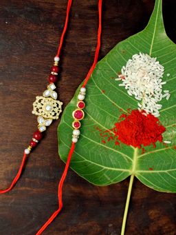 Karatcart - Gold-Plated Kundan Rakhi Set of 2