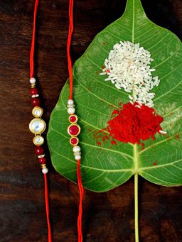 Karatcart - Gold-Plated Kundan Rakhi Set of 2