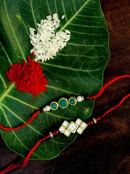 Karatcart - Gold-Plated Kundan Rakhi (Set of 2)