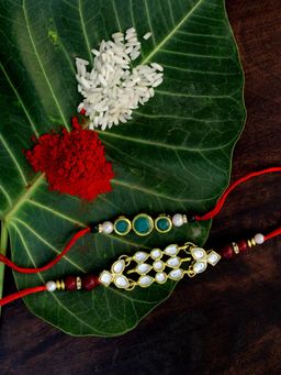 Karatcart - Gold-Plated Kundan Rakhi (Set of 2)