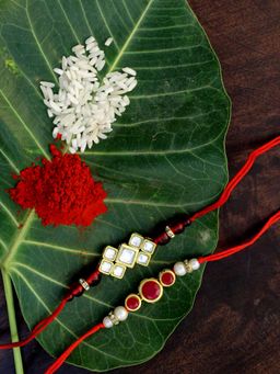 Karatcart - Gold-Plated Kundan Rakhi (Set of 2)