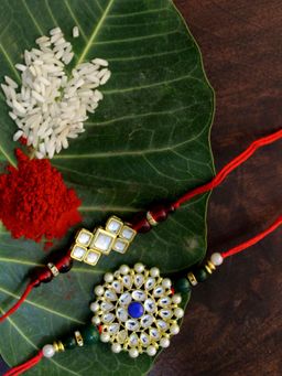 Karatcart - Gold-Plated Kundan Rakhi (Set of 2)