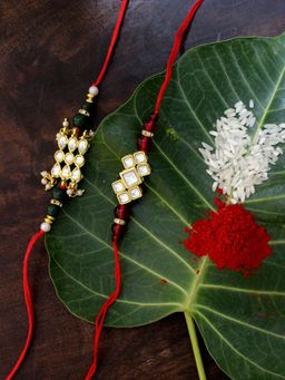 Karatcart - Gold-Plated Kundan Rakhi (Set of 2)