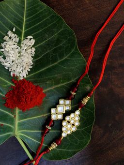 Karatcart - Gold-Plated Kundan Rakhi (Set of 2)
